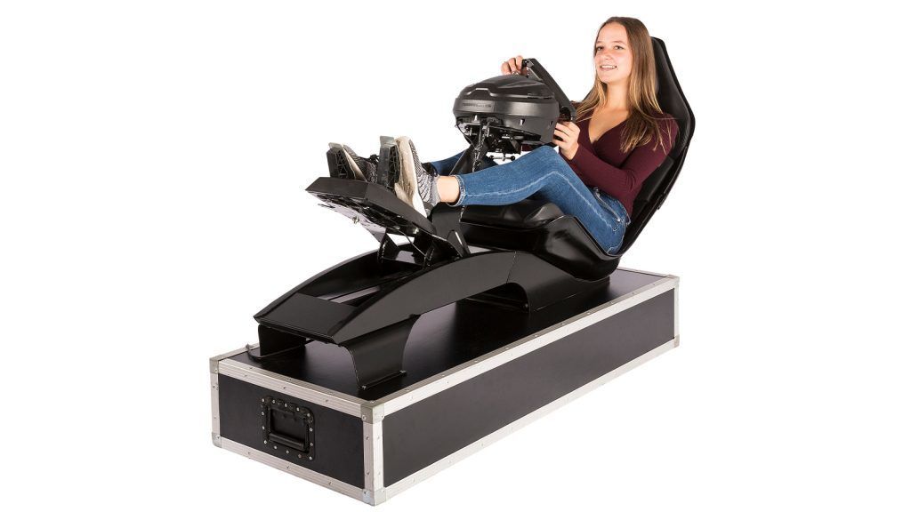 F1 Race Simulator Zwarte Raceseat Vooraanzicht Beursstand Event Bedrijfsfeest Feest