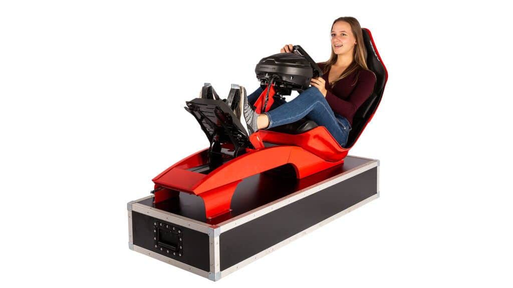 2f1 Race Simulator Rode Raceseat Vooraanzicht Beursstand Event Bedrijfsfeest Feest 3